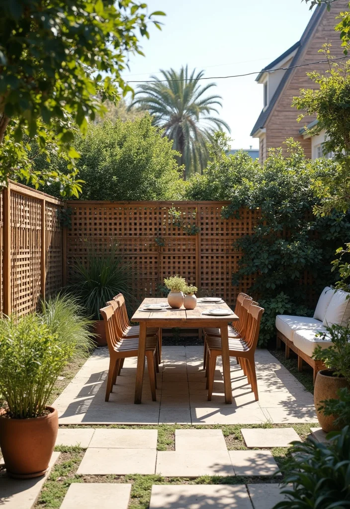 12 Backyard Lattice Ideas for Stylish Light Filtering Design - 10. Lattice Divider for Outdoor Rooms