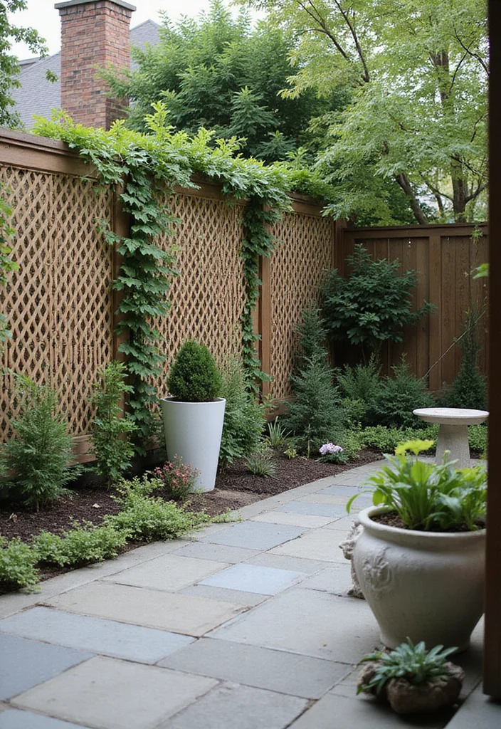 12 Backyard Lattice Ideas for Stylish Light Filtering Design - 12. Lattice Privacy Wall