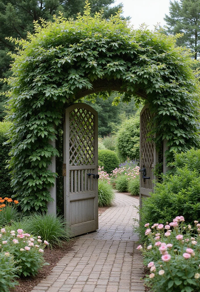 12 Backyard Lattice Ideas for Stylish Light Filtering Design - 7. Lattice Garden Gate
