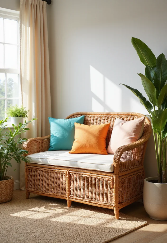 12 Bedroom Bench Ideas for Seating and Stylish Storage 34 12 Bedroom Bench Ideas for Seating and Stylish Storage - 4. Wicker Storage Bench