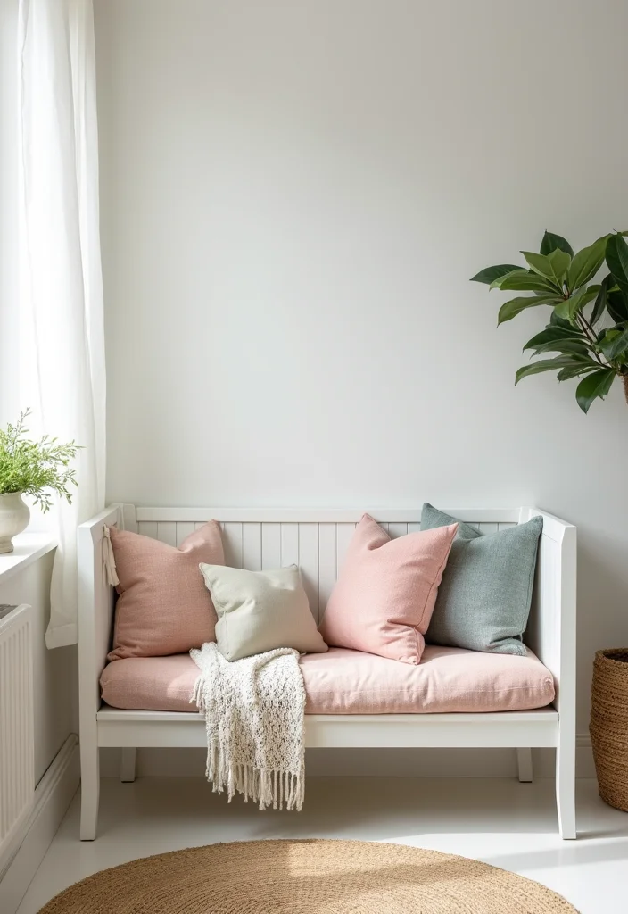 12 Bedroom Bench Ideas for Seating and Stylish Storage 67 12 Bedroom Bench Ideas for Seating and Stylish Storage - 7. Chic White Painted Bench