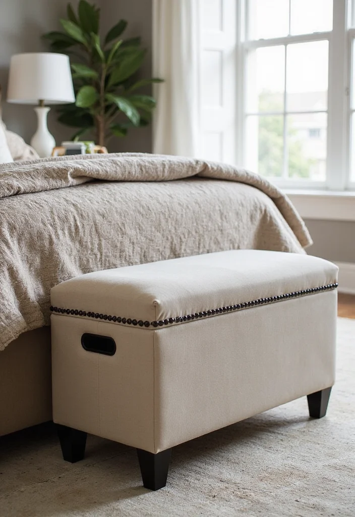 12 Bedroom Bench Ideas for Seating and Stylish Storage 78 12 Bedroom Bench Ideas for Seating and Stylish Storage - 8. Storage Ottoman Bench