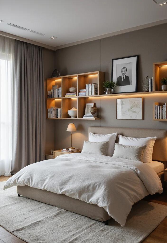 12 Bedroom Cabinet Ideas for Functional Built-In Solutions - 8. Open Shelving: Stylish and Functional