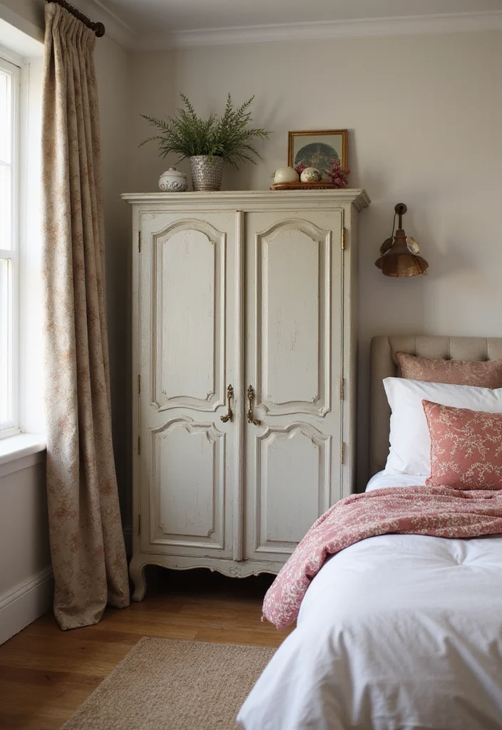 12 Bedroom Cabinet Ideas for Functional Built-In Solutions - 9. Vintage Cabinets: Timeless Charm