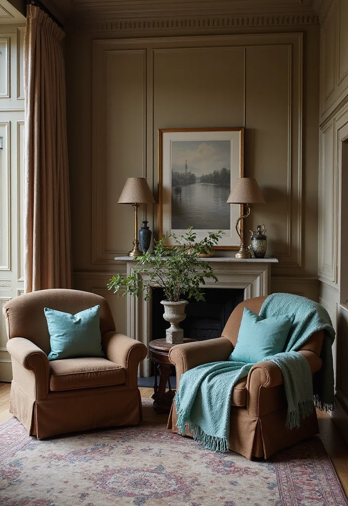 12 Brown and Teal Living Room Ideas for Bold Warm Contrast 111 12 Brown and Teal Living Room Ideas for Bold Warm Contrast - 11. A Touch of Teal in Brown Furnishings