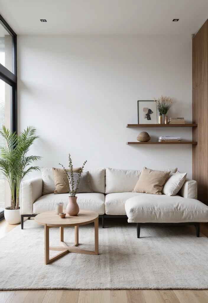 12 Calming Living Room Ideas for Peaceful Simple Comfort - 3. Minimalist Furniture