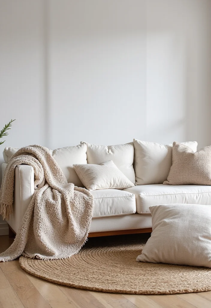 12 Calming Living Room Ideas for Peaceful Simple Comfort - 5. Cozy Textures
