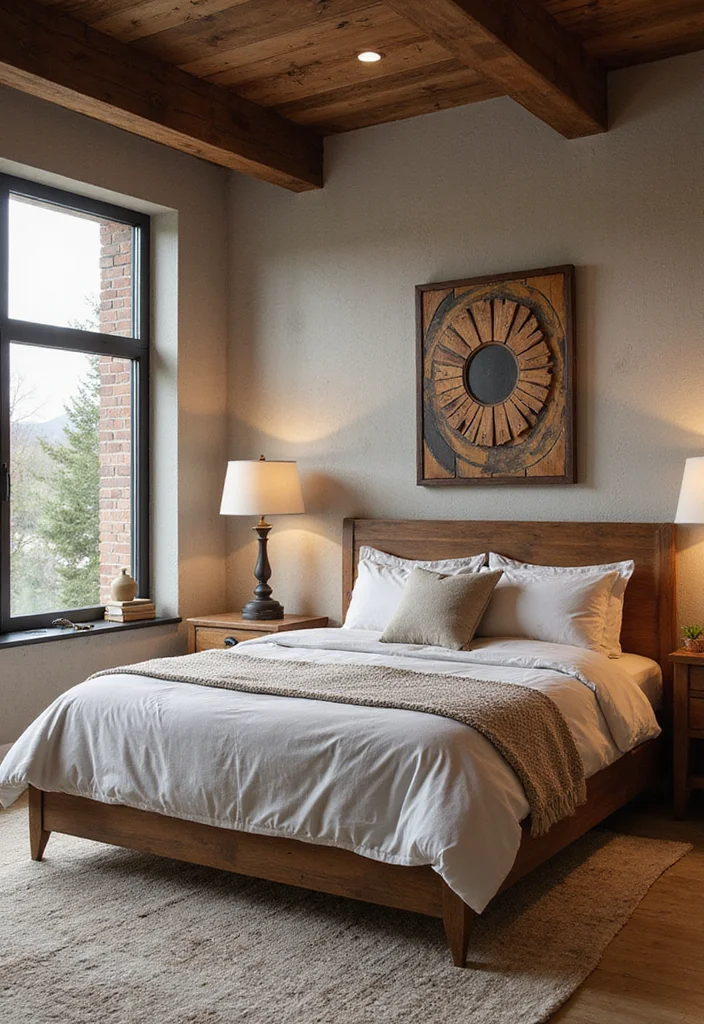 12 Country Rustic Bedroom Ideas for Natural Cozy Charm - 11. Mix Modern and Rustic Elements
