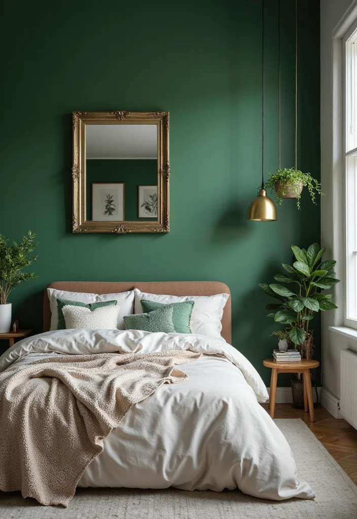 12 Green and Gold Bedroom Ideas for Chic Elegant Contrast - 1. Lush Green Accent Walls