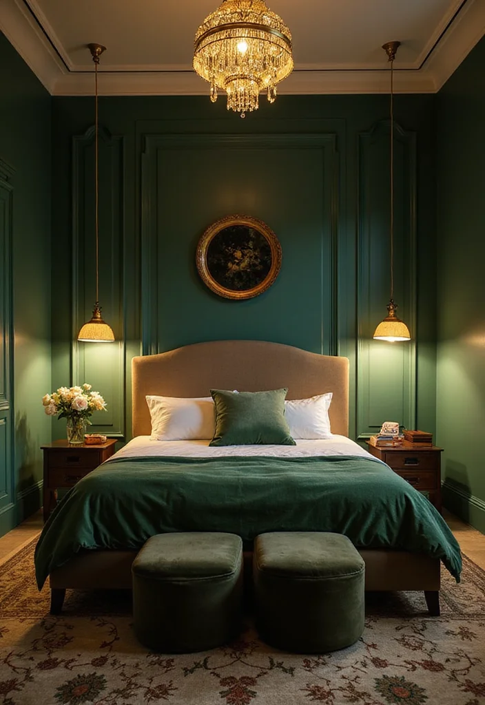12 Green and Gold Bedroom Ideas for Chic Elegant Contrast - 4. Elegant Lighting Fixtures