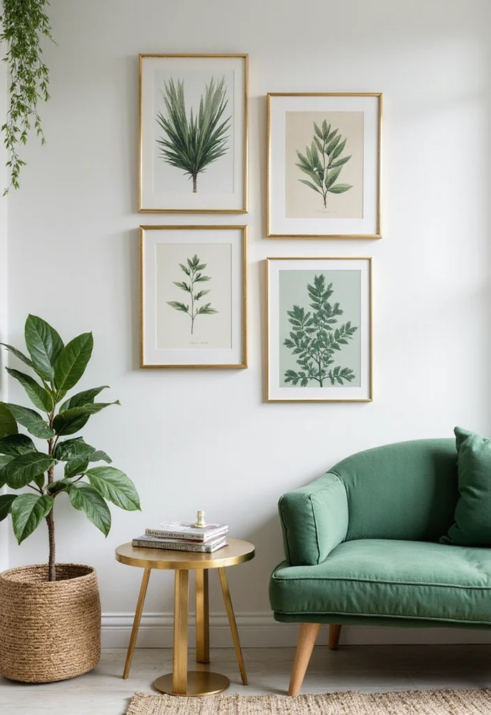 12 Green and Gold Bedroom Ideas for Chic Elegant Contrast - 5. Green and Gold Wall Art