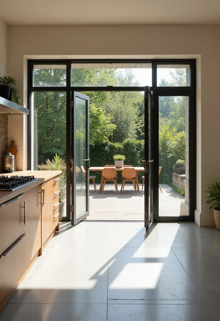 12 Kitchen Pass Through Ideas for Better Flow and Light - 9. Bi-Fold Door Pass Through