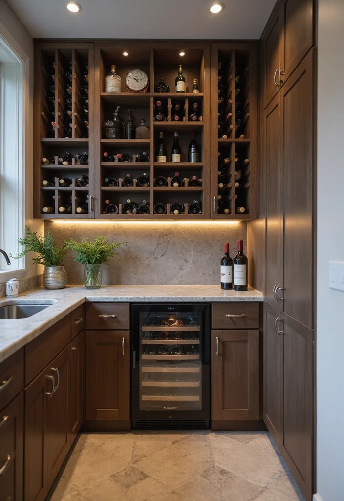 12 Kitchen Scullery Ideas for Hidden Prep and Storage - 8. Integrated Wine Storage