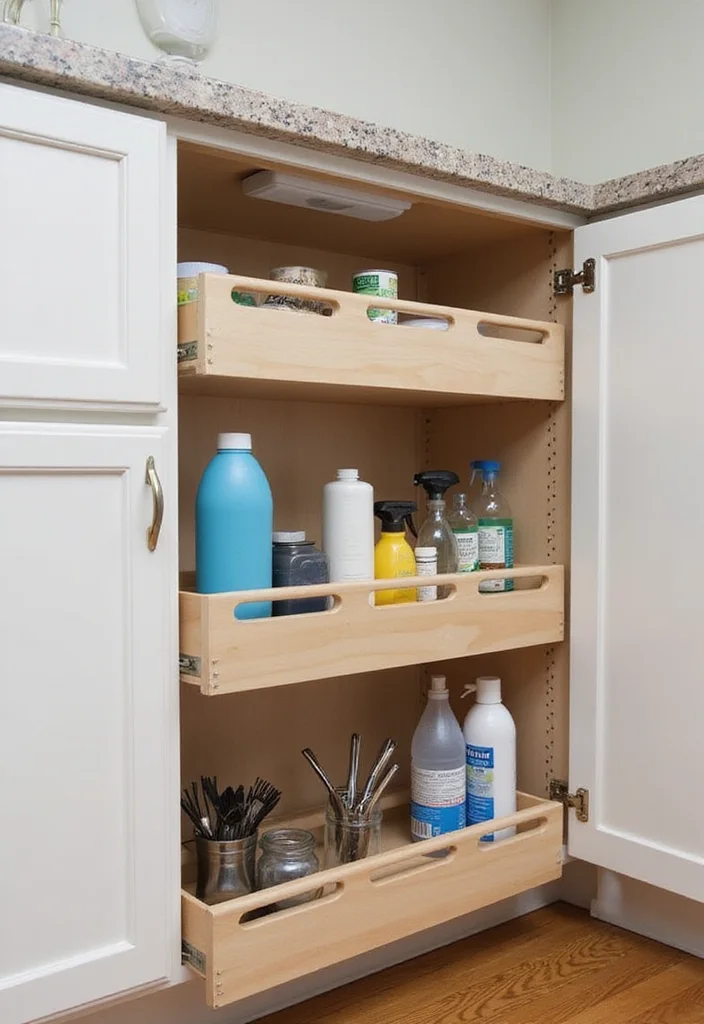 12 Kitchen Sink Cabinet Ideas for Extra Function and Order - 1. Pull-Out Shelves for Easy Access