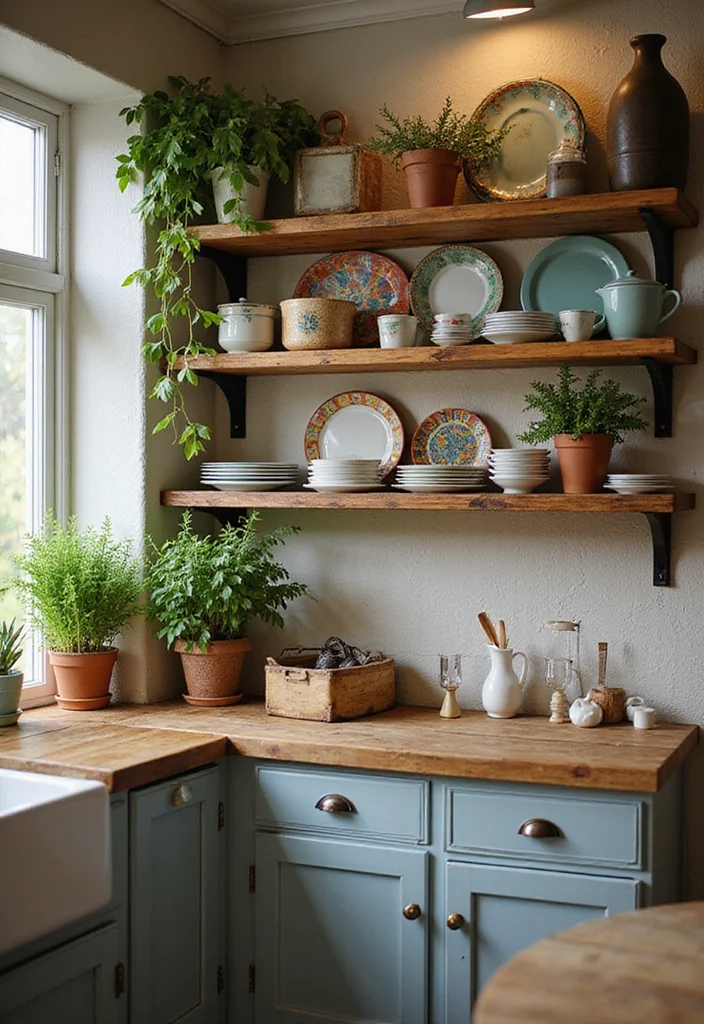 12 Kitchen Sink Cabinet Ideas for Extra Function and Order - 2. Open Shelving for a Rustic Charm