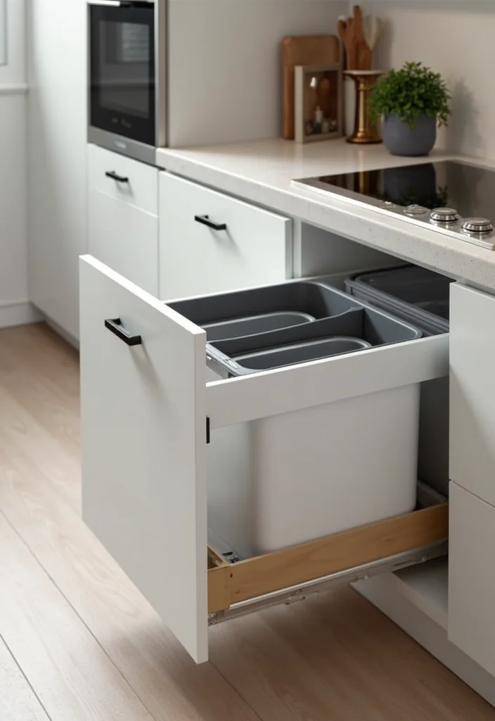 12 Kitchen Sink Cabinet Ideas for Extra Function and Order - 4. Built-In Trash Bins for a Seamless Look