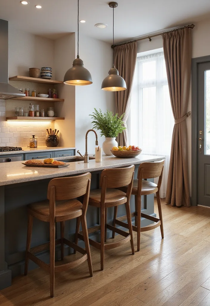 12 Kitchen Sitting Area Ideas for Cozy Casual Moments - 3. Bar Height Counter Stools