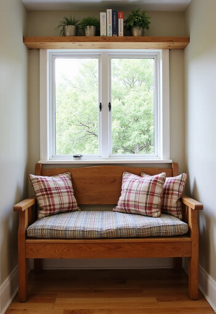 12 Kitchen Window Seat Ideas for Bright Comfortable Corners - 1. Rustic Wooden Bench Seat