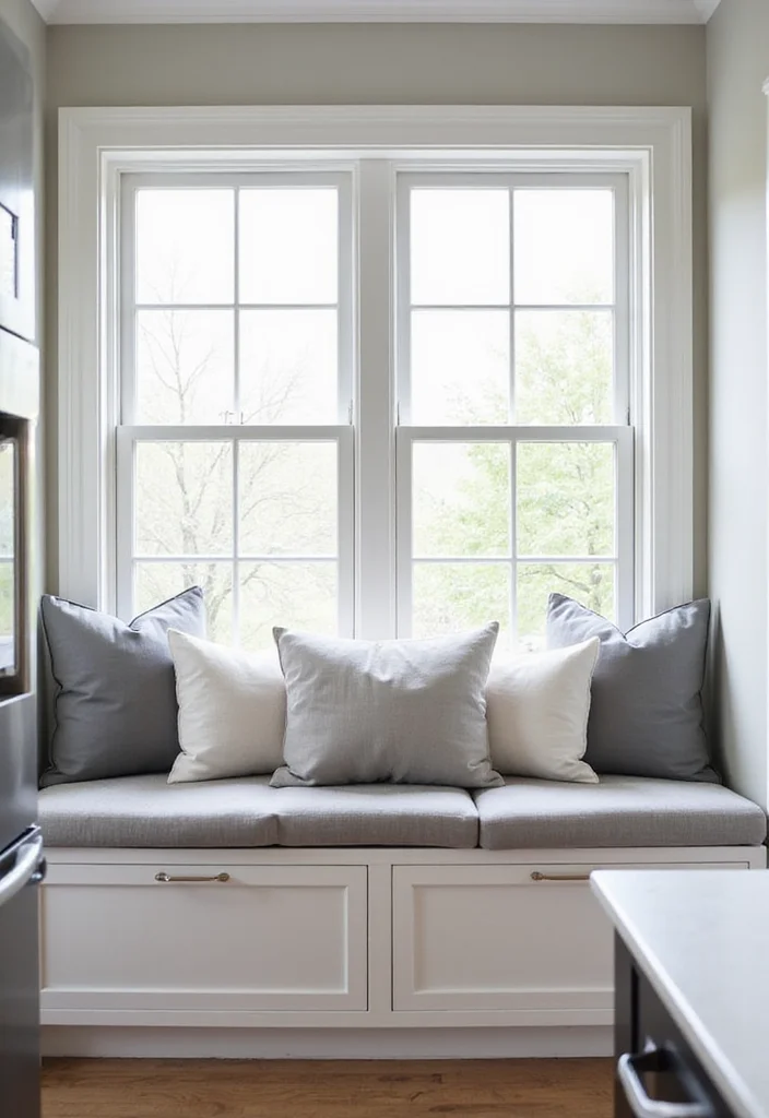 12 Kitchen Window Seat Ideas for Bright Comfortable Corners - 10. Monochromatic Elegance
