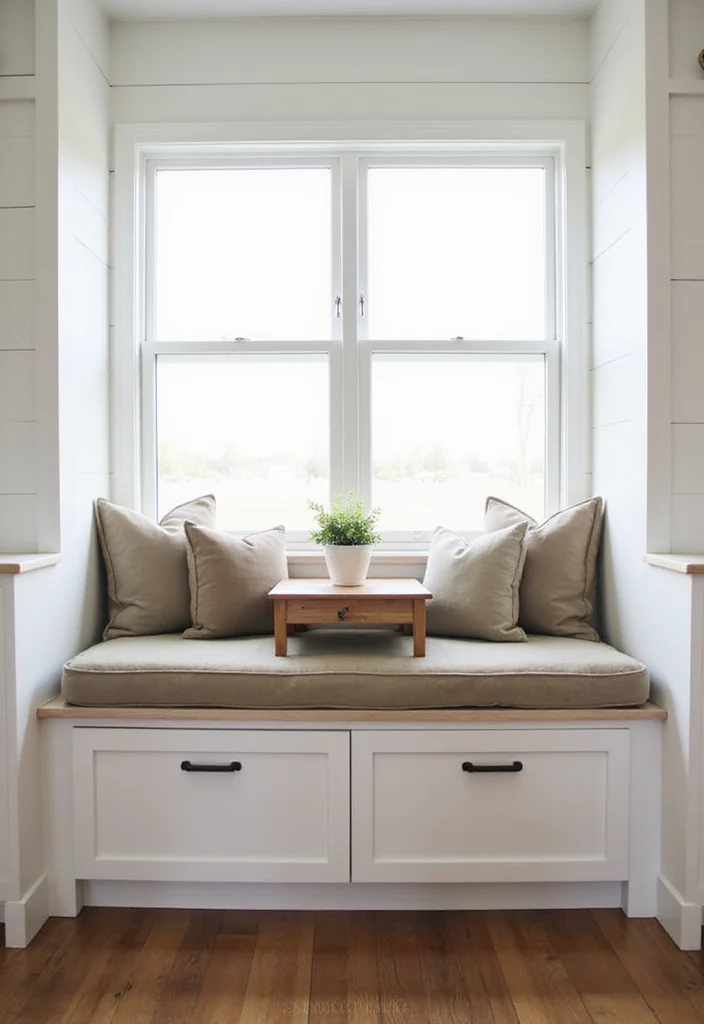 12 Kitchen Window Seat Ideas for Bright Comfortable Corners - 9. Farmhouse Style with Shiplap
