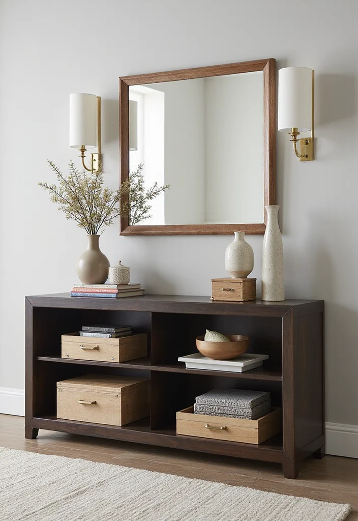 12 Living Room Console Table Decor Ideas for Easy Styling - 5. Functional Decor