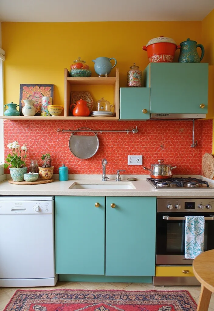 12 Low Ceiling Kitchen Ideas for Taller Airy Visual Space - 7. Bold Accents and Accessories