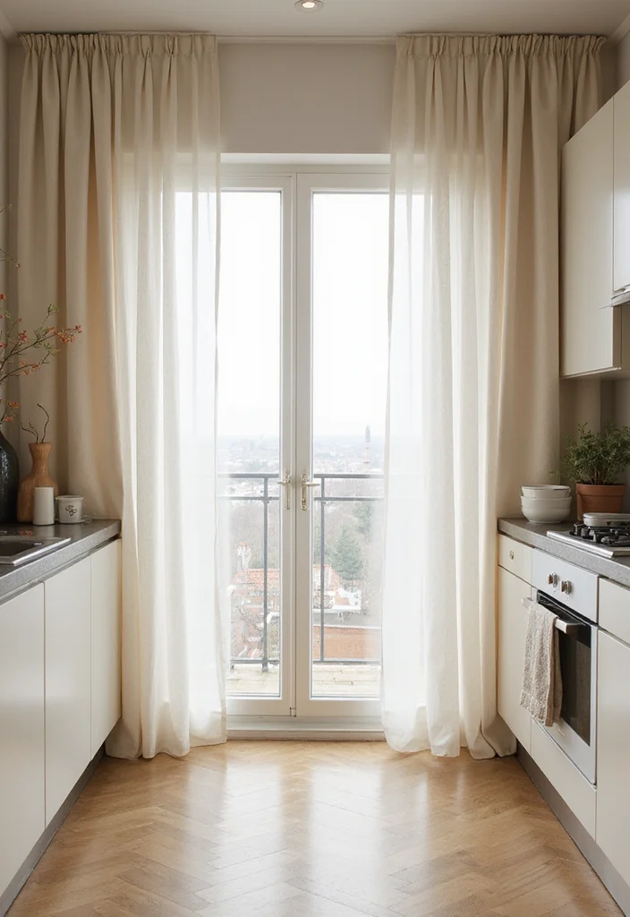 12 Low Ceiling Kitchen Ideas for Taller Airy Visual Space - 9. Floor-to-Ceiling Curtains