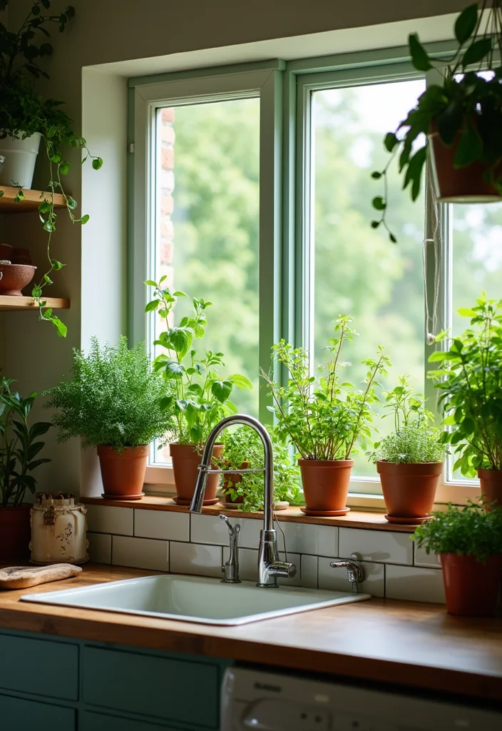 12 Magnolia Kitchen Ideas for Soft Warm Modern Charm - 10. Greenery and Indoor Plants