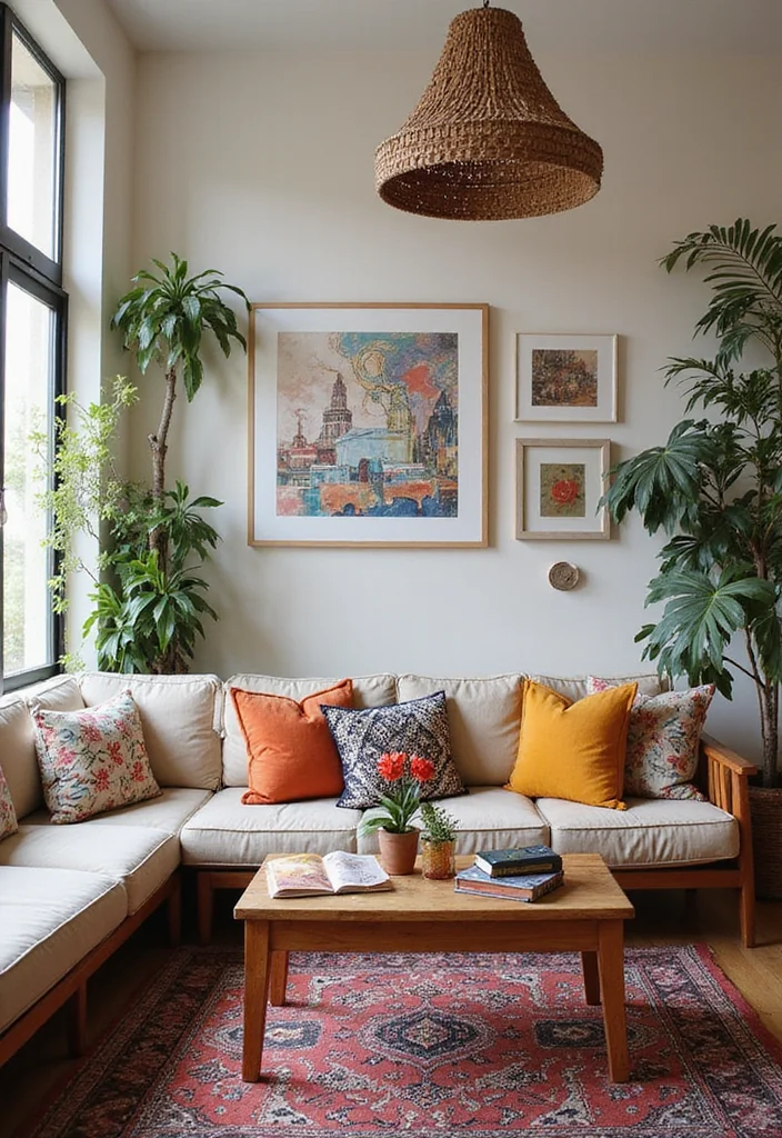 12 Moroccan Living Room Ideas for Pattern and Warm Color - 6. Bohemian Accents