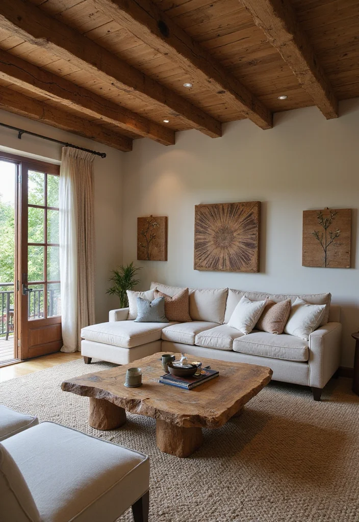 12 Primitive Living Room Ideas for Simple Rustic Character - 1. Embrace Natural Wood Elements
