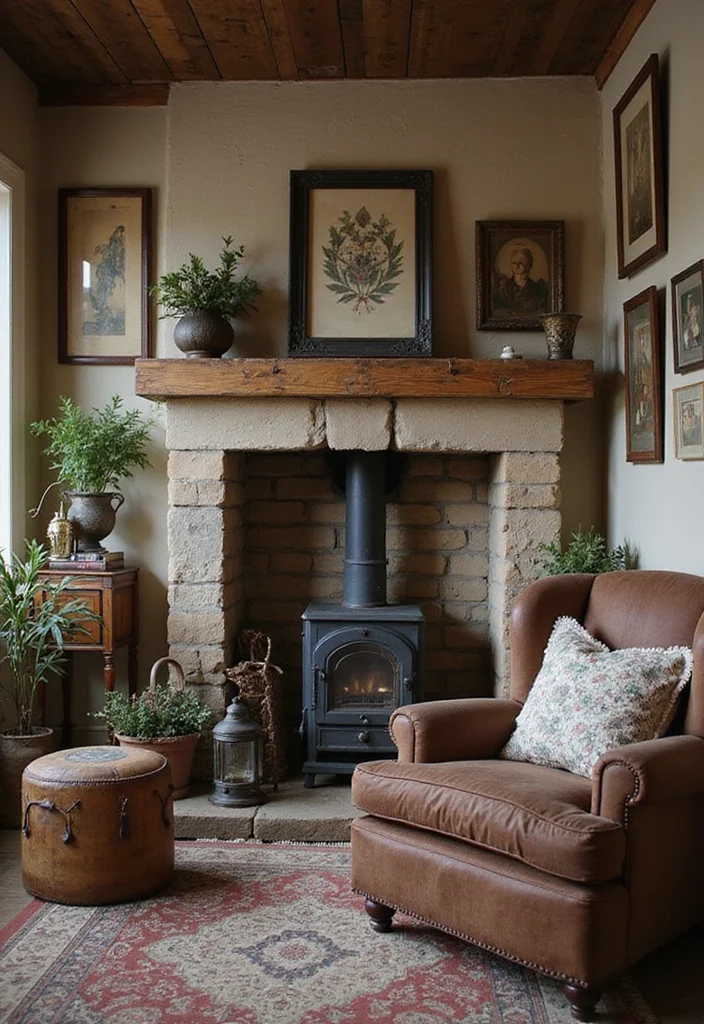 12 Primitive Living Room Ideas for Simple Rustic Character - 5. Incorporate Vintage Decor