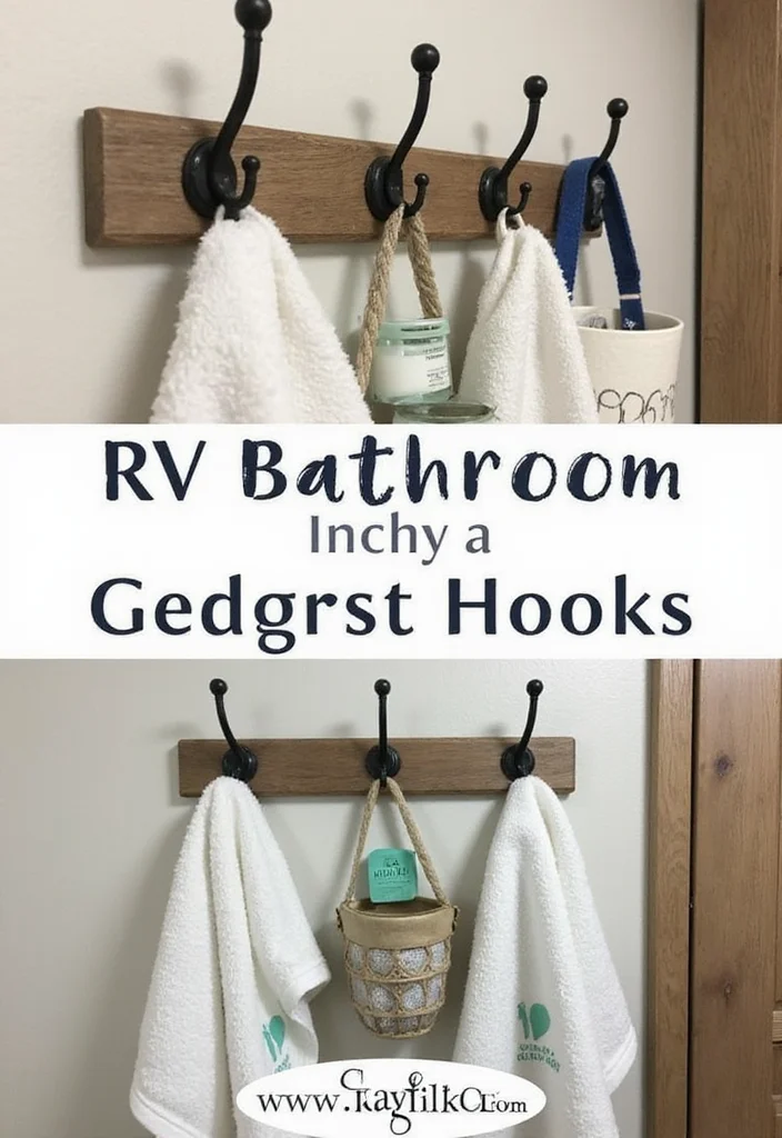 12 RV Bathroom Storage Ideas for Smart Compact Organization - 4. Hang Hooks for Towels and Accessories