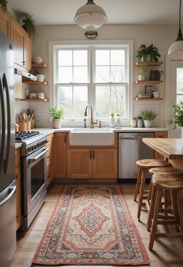 12 Single Wide Kitchen Ideas for Smart Practical Layouts - 11. Rug Layering for Comfort