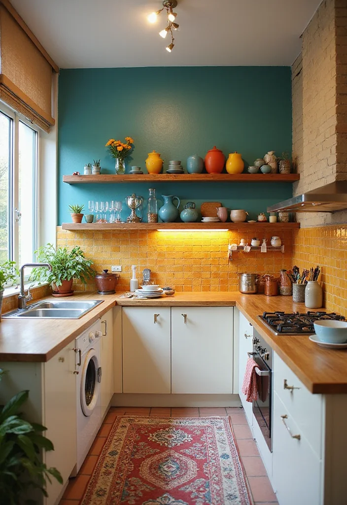 12 Single Wide Kitchen Ideas for Smart Practical Layouts - 6. Colorful Accents