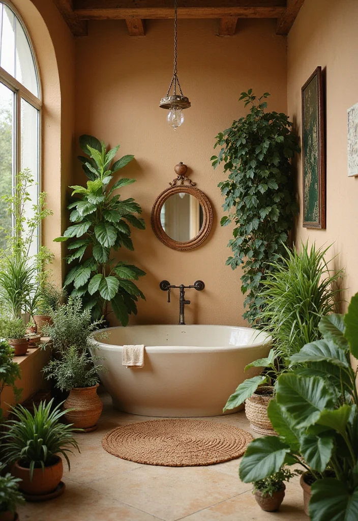 12 Tan Bathroom Ideas for Soft Neutral Warmth - 12. Plants in Tan Spaces