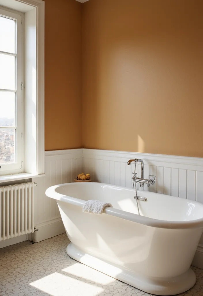 12 Tan Bathroom Ideas for Soft Neutral Warmth - 7. Tan and White Contrast