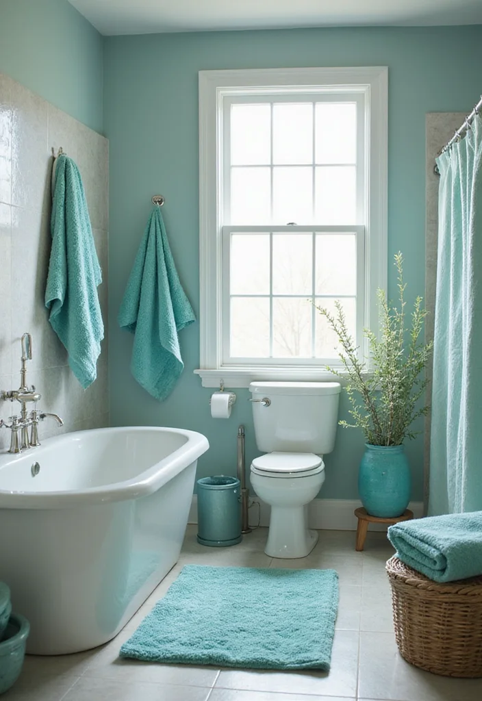 12 Teal Bathroom Ideas for Fresh Bold Style - 12. Teal Towels and Textiles