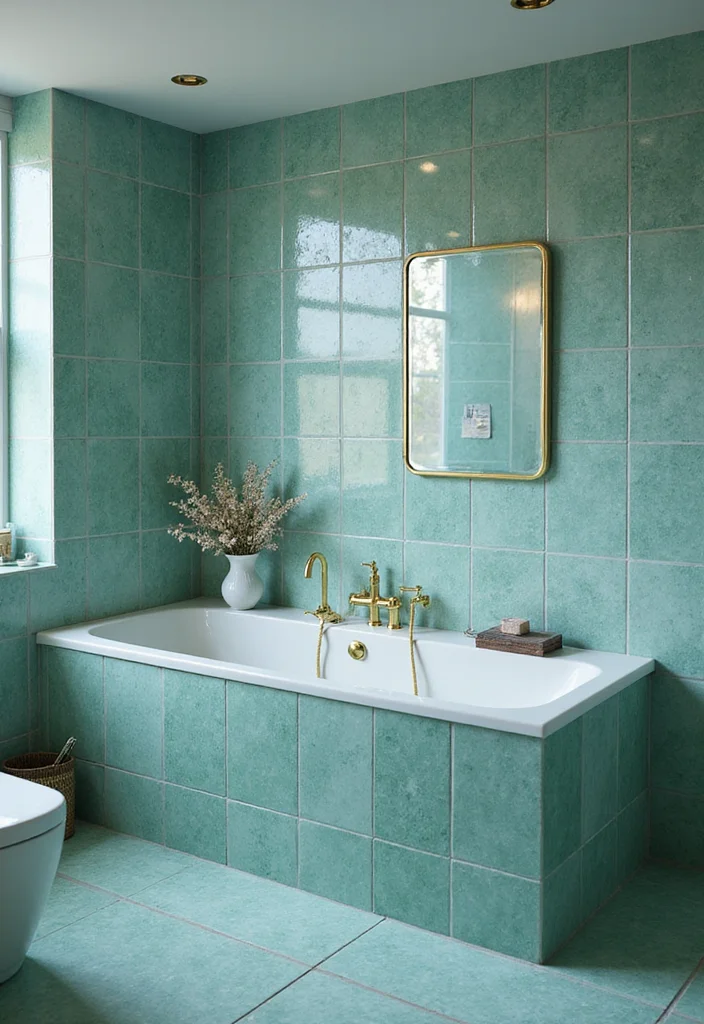 12 Teal Bathroom Ideas for Fresh Bold Style - 2. Teal Tiles for a Chic Look