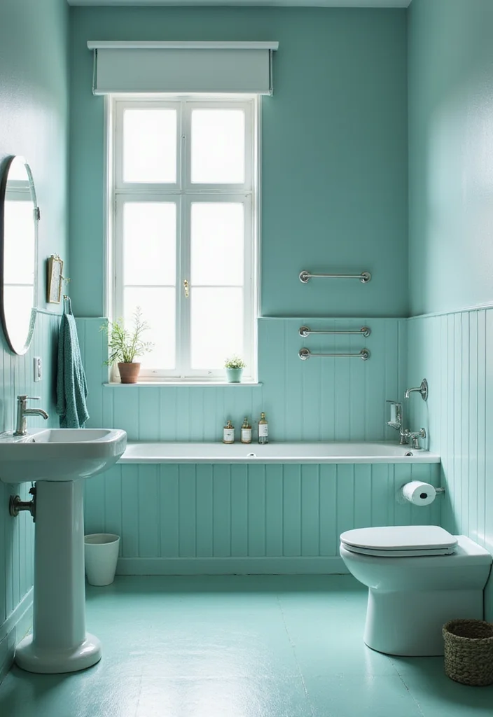 12 Teal Bathroom Ideas for Fresh Bold Style - 4. Minimalist Teal Decor
