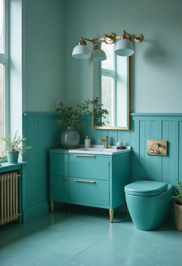 12 Teal Bathroom Ideas for Fresh Bold Style - 9. Teal Fixtures and Hardware