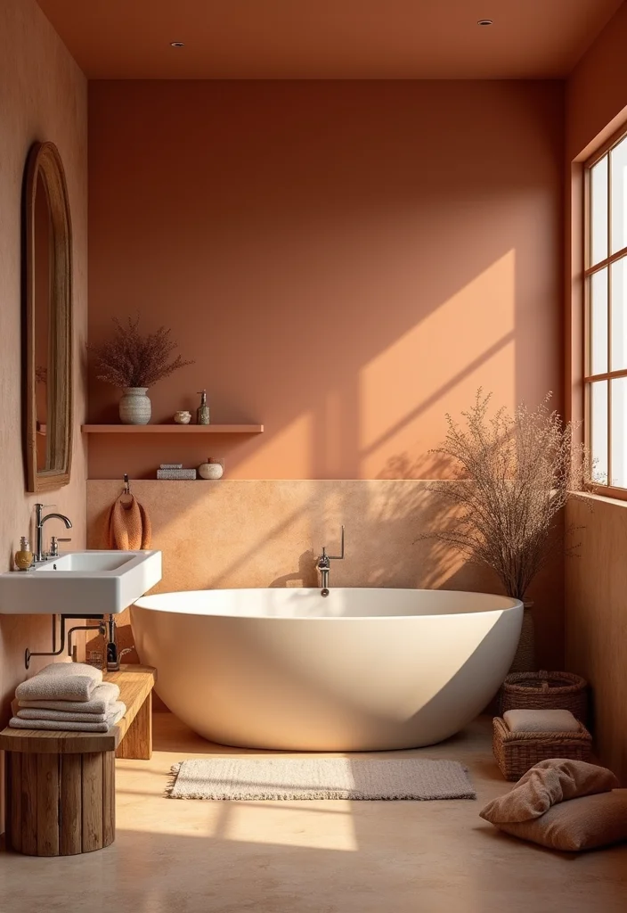 12 Terracotta Bathroom Ideas for Earthy Natural Charm - 4. Earthy Color Palette with Terracotta