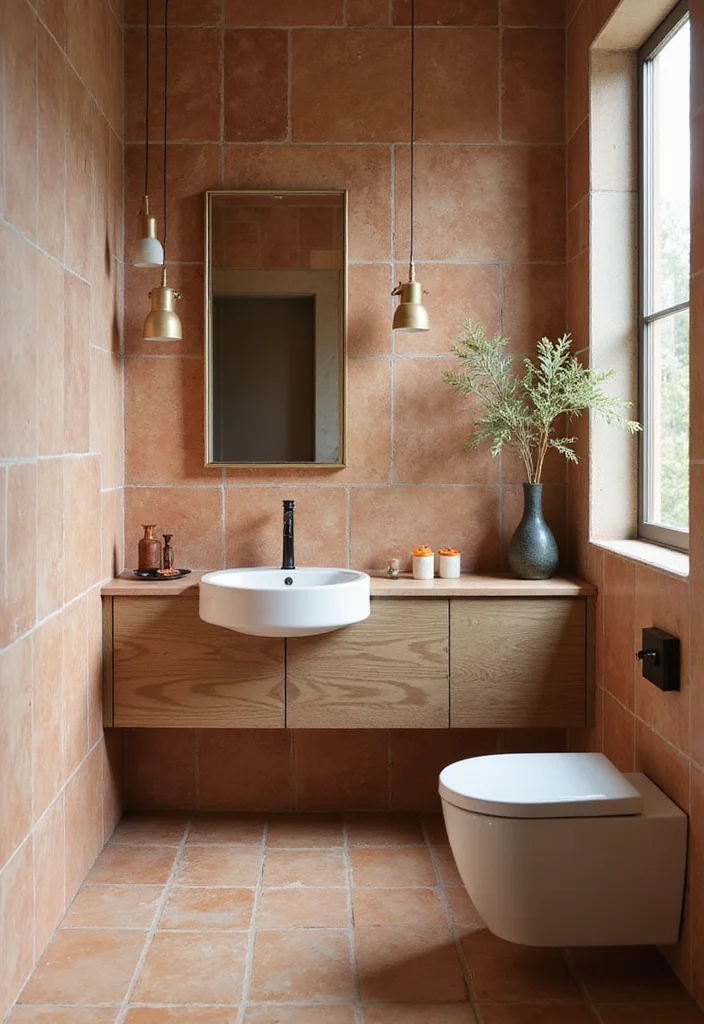 12 Terracotta Bathroom Ideas for Earthy Natural Charm - 6. Terracotta Wall Tiles