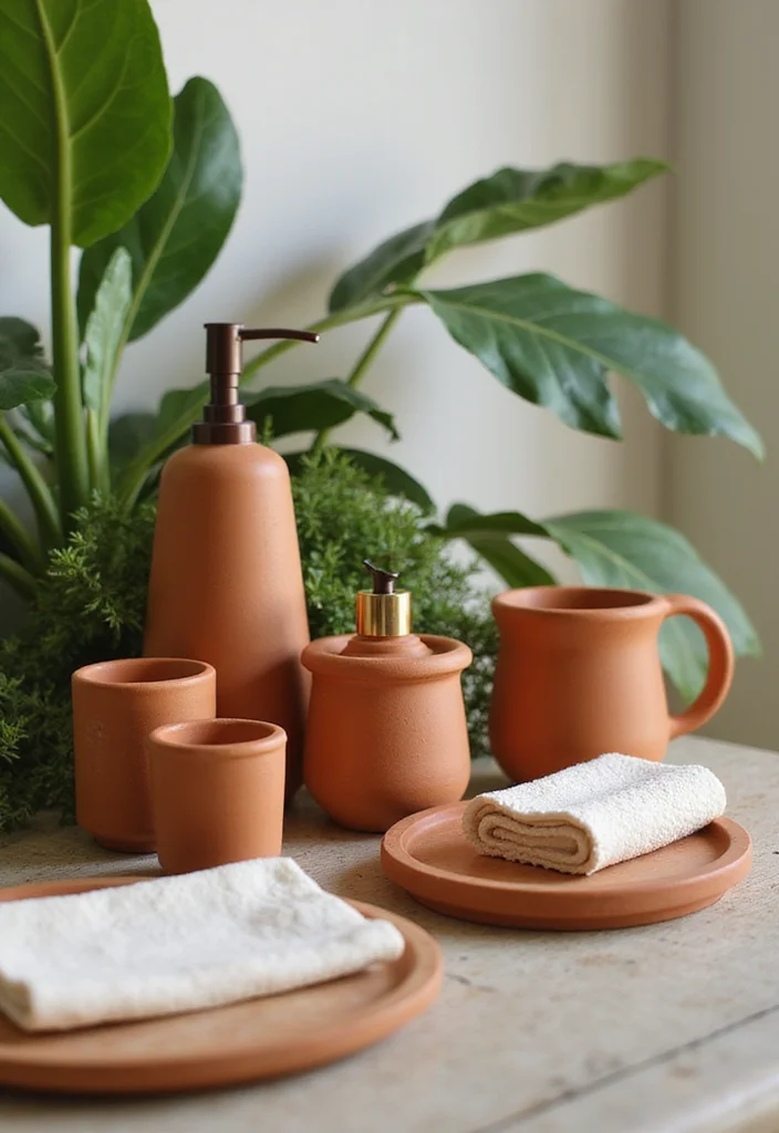 12 Terracotta Bathroom Ideas for Earthy Natural Charm - 7. Eco-Friendly Terracotta Accessories