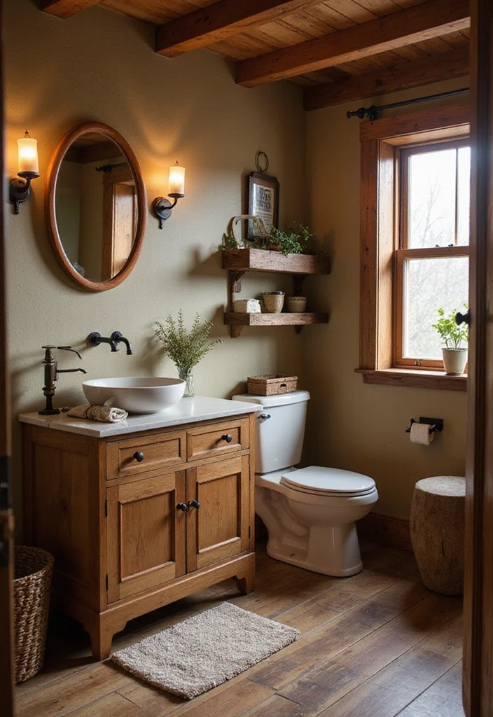 12 Warm Bathroom Ideas for Cozy Inviting Spaces - 6. Rustic Bathroom Accents