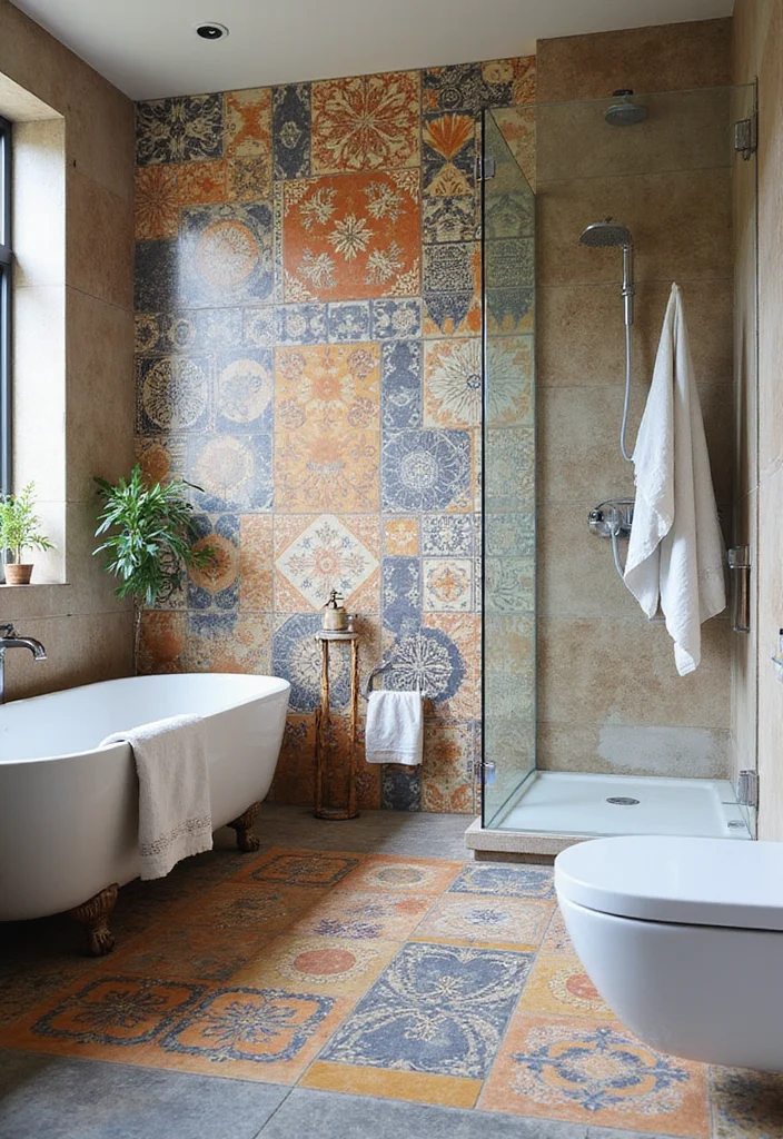 14 Bathroom Ceramic Tile Ideas for Durable Stylish Design - 11. Eco-Conscious Cement Tiles
