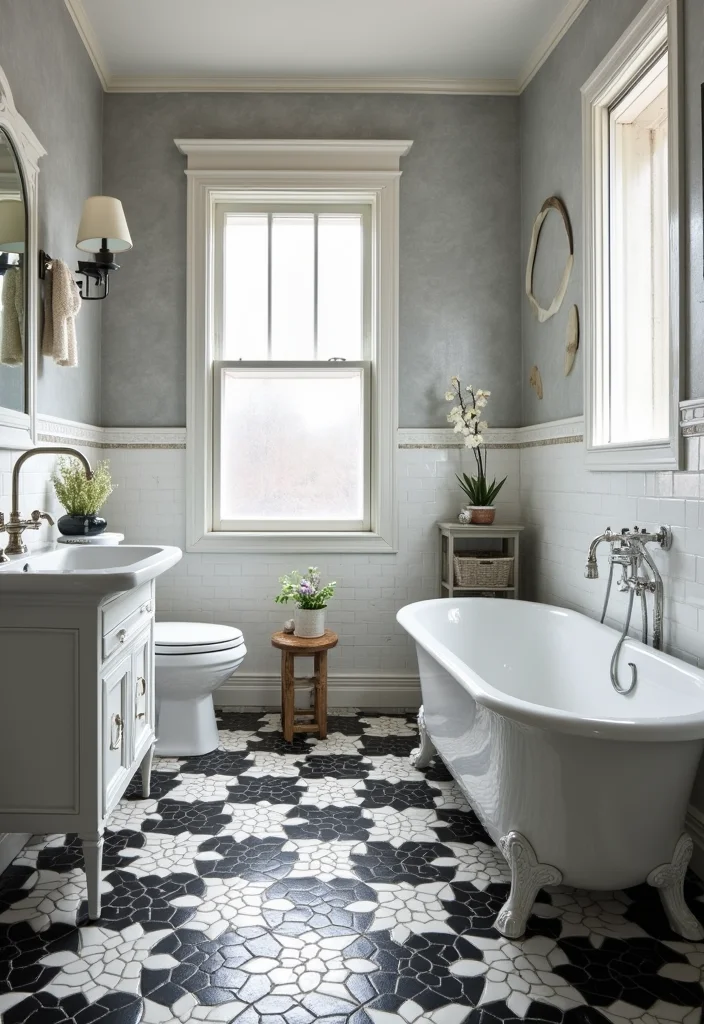 14 Bathroom Ceramic Tile Ideas for Durable Stylish Design - 13. Timeless Black and White Tiles