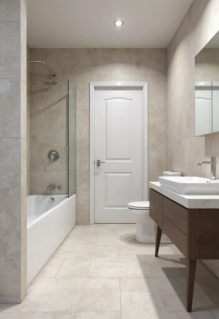 14 Bathroom Ceramic Tile Ideas for Durable Stylish Design - 5. Large Format Tiles