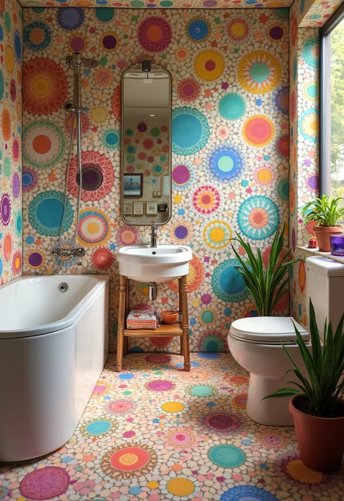 14 Bathroom Ceramic Tile Ideas for Durable Stylish Design - 6. Colorful Mosaic Tiles