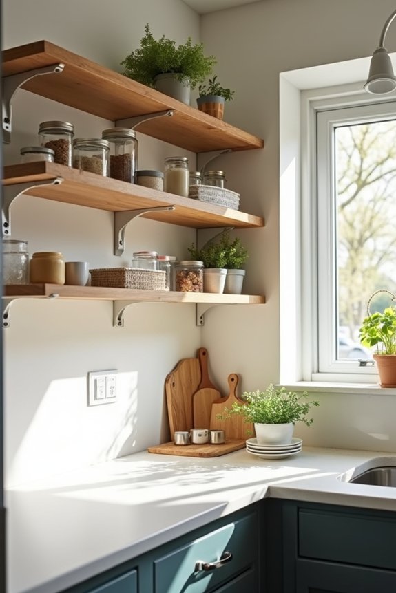 10 Ways to Decorate My Kitchen on Any Budget 4 affordable floating shelf organization plan
