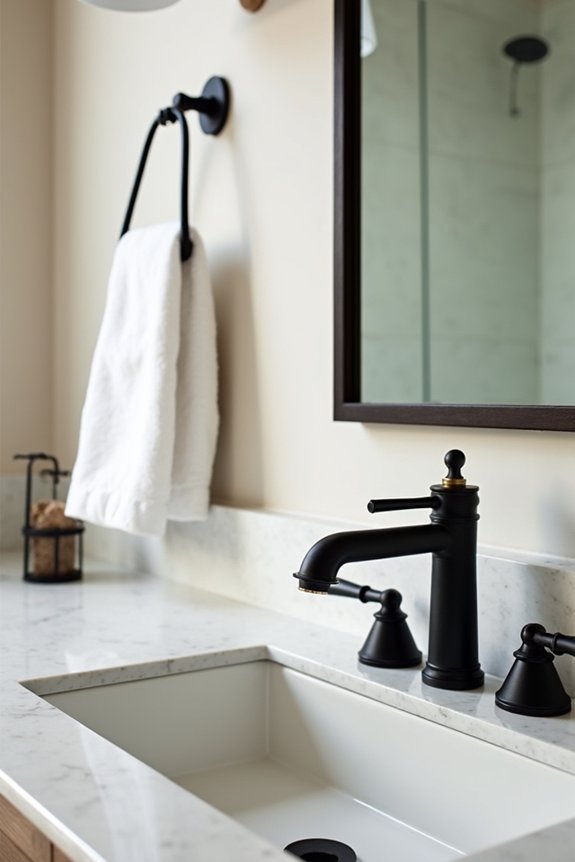 10 Ways to Decorate My Bathroom on Any Budget 4 cabinet hardware faucet upgrades coordinated finishes